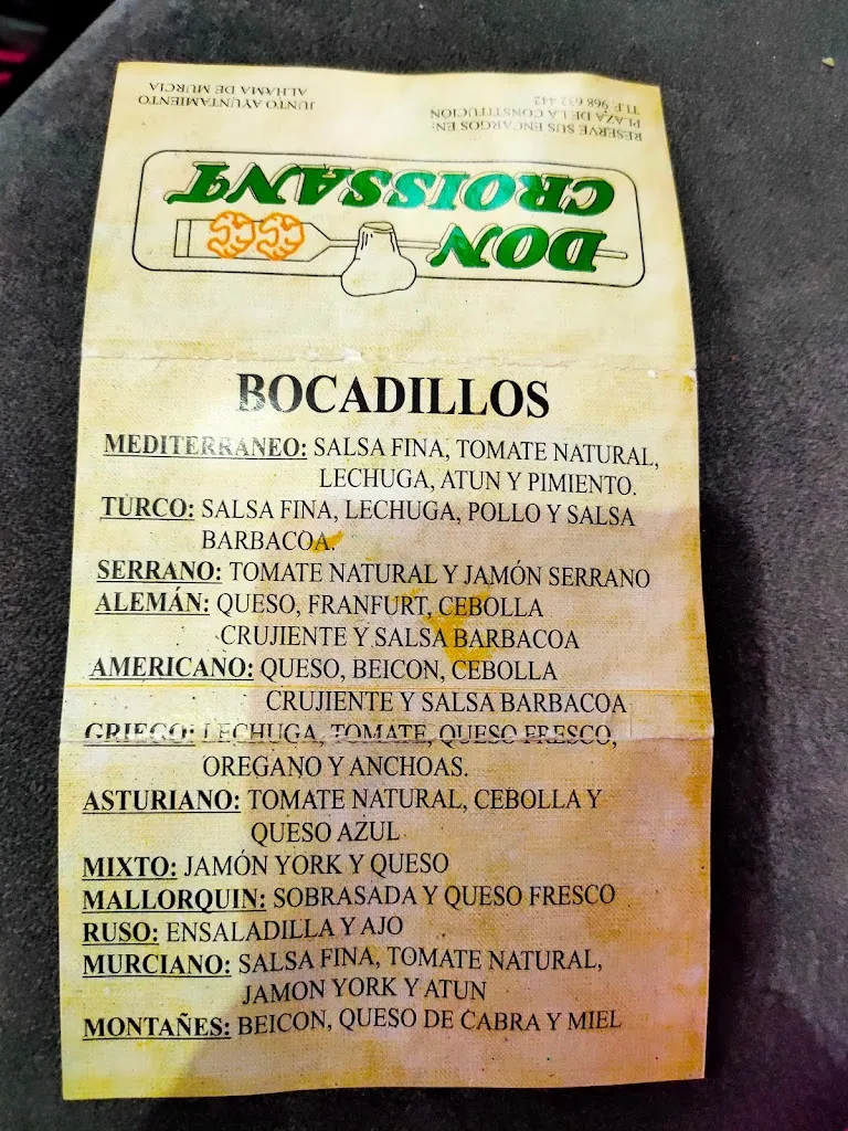 Menu_Don Croissant_Alhama de Murcia_image_2