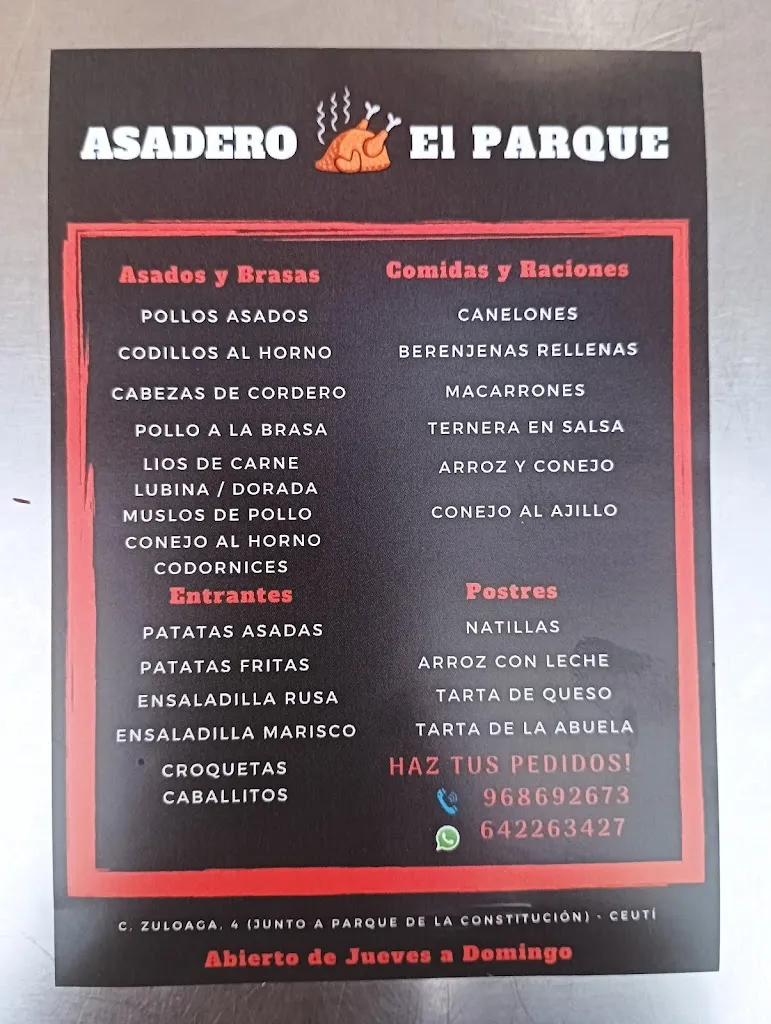 Menu_Asadero EL PARQUE_Ceuti_image_1