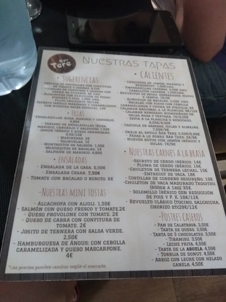 Menu_Bar Tere Restaurante_Caravaca_image_2