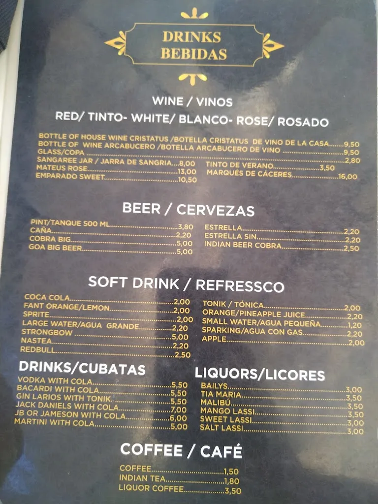 Menu_Taj Mahal indian Restaurant pinoso_Pinós el/Pinoso_image_1