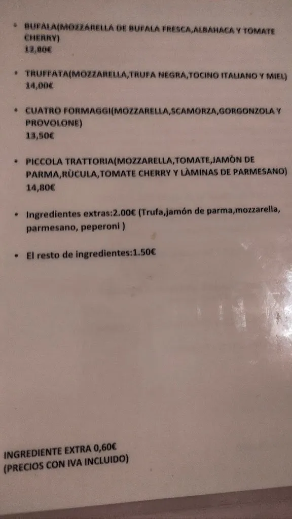 Menu_Piccola Trattoria, Madrid_La Torrecilla_image_4