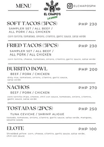 Menu_El Chapo's La Union_La Unión_image_1