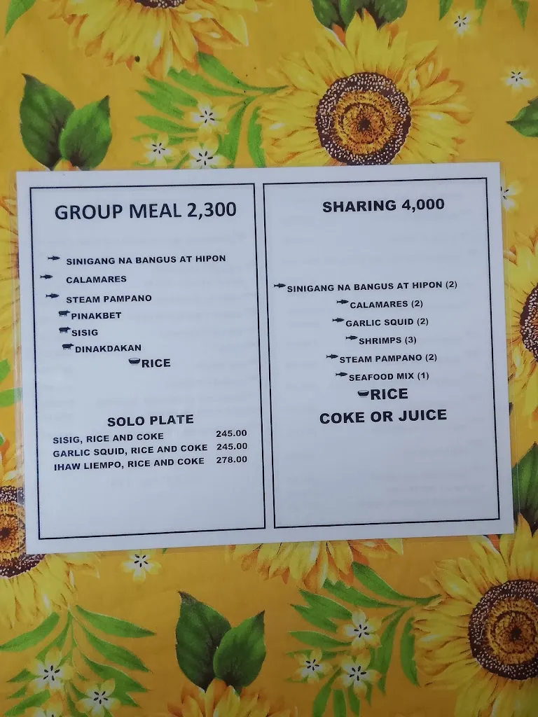 Menu_Patio del Sol Seafood Restaurant_La Unión_image_3