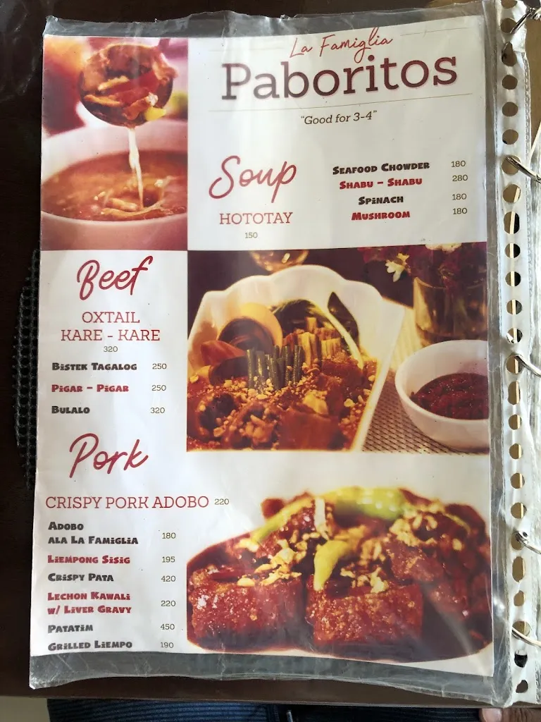 Menu_La Famiglia Plaza - Buffet, Ala Carte, Live Music - La Union_La Unión_image_2