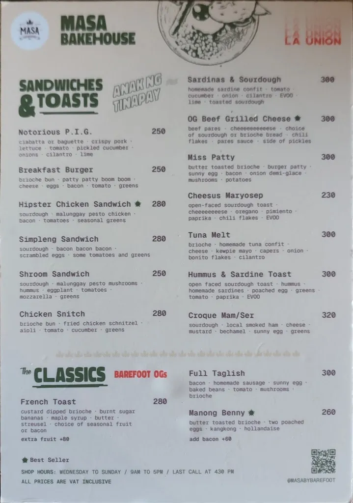 Menu_Masa Bakehouse La Union_La Unión_image_1