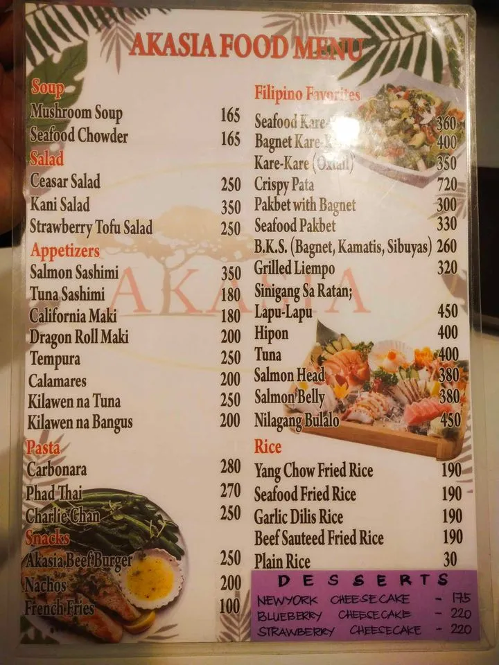 Menu_Akasia Restaurant La Union_La Unión_image_1