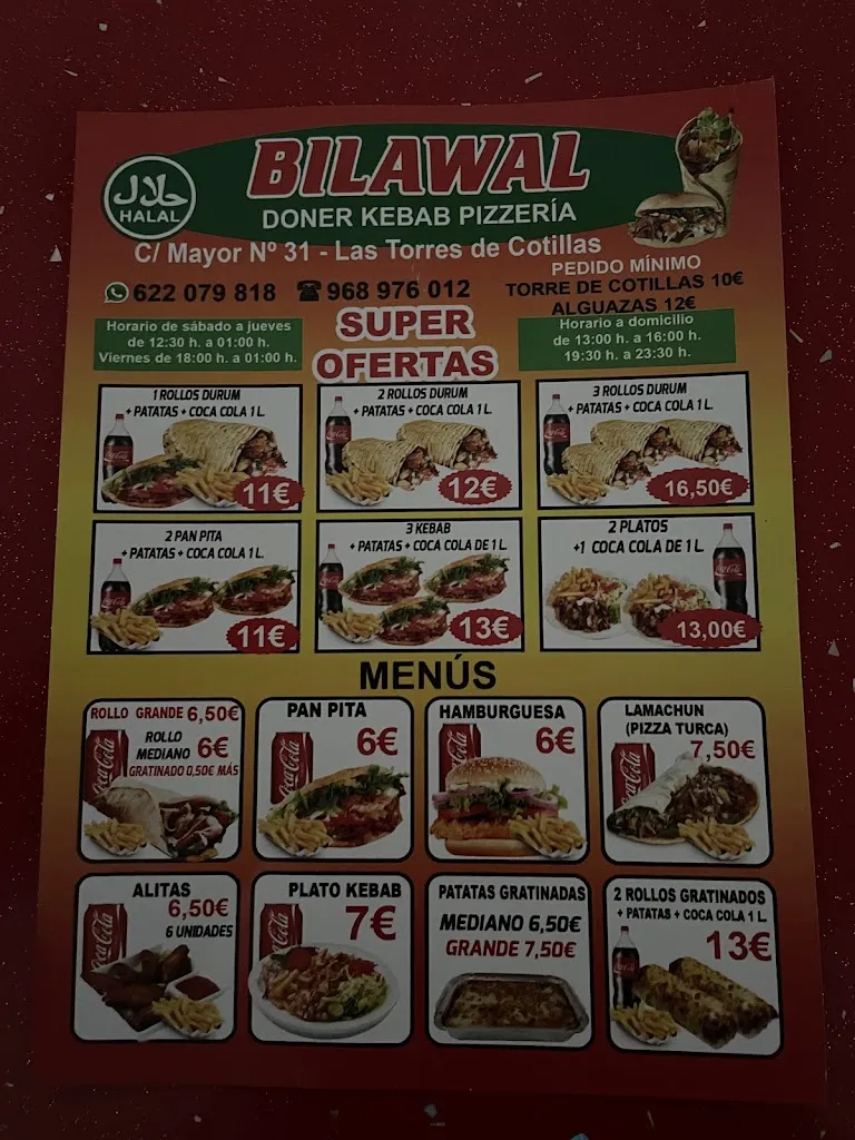 Menu_Bilawal Doner kebab pizza las torres de cotillas_Las Torres de Cotillas_image_1
