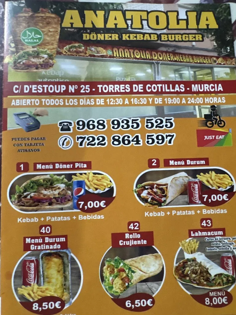 Menu_Anatolia kebab los torres del cotillas_Las Torres de Cotillas_immagine_1