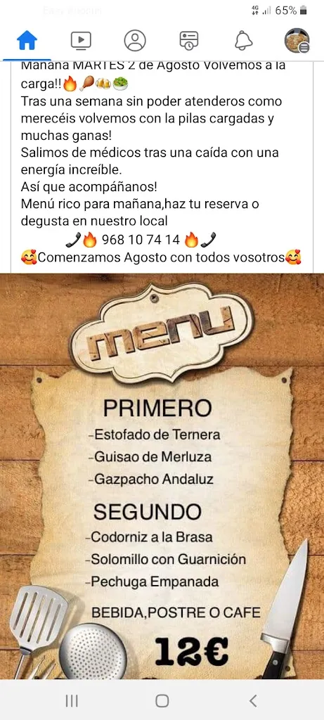 Menu_Cafe bar HORTELANO_Cieza_immagine_2