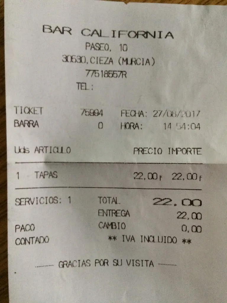 Roberto Sanchez_Bar California_Cieza_review