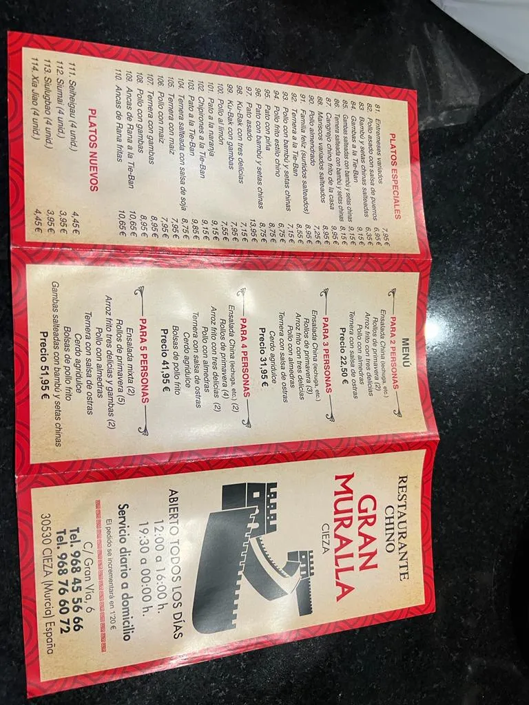 Menu_Restaurante gran muralla cieza_Cieza_immagine_2