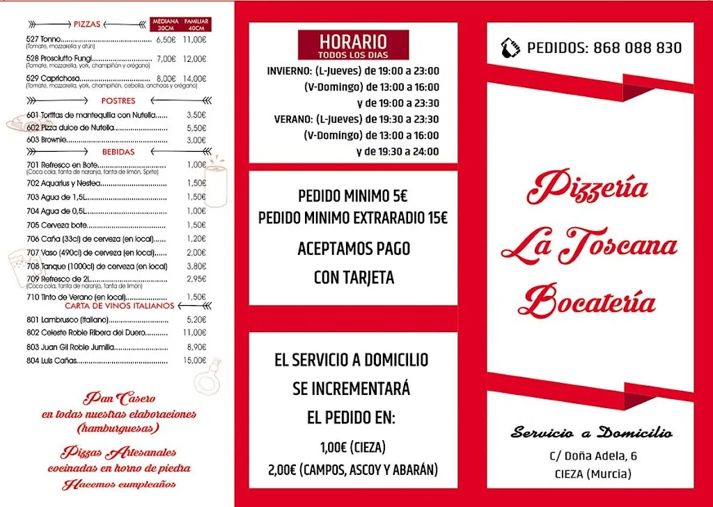 Menu_Pizzería-Bocatería La Toscana_Cieza_image_2