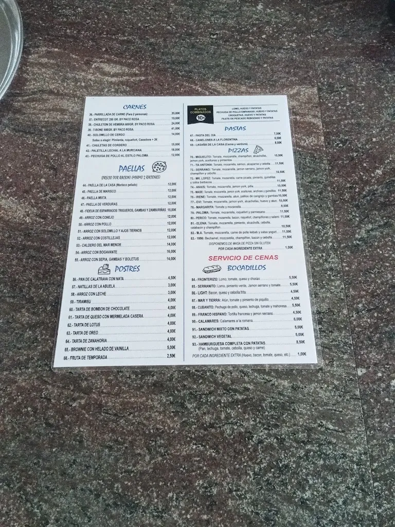 Menu_Restaurante Buffet Grill Paloma_Lo Pagán_image_2