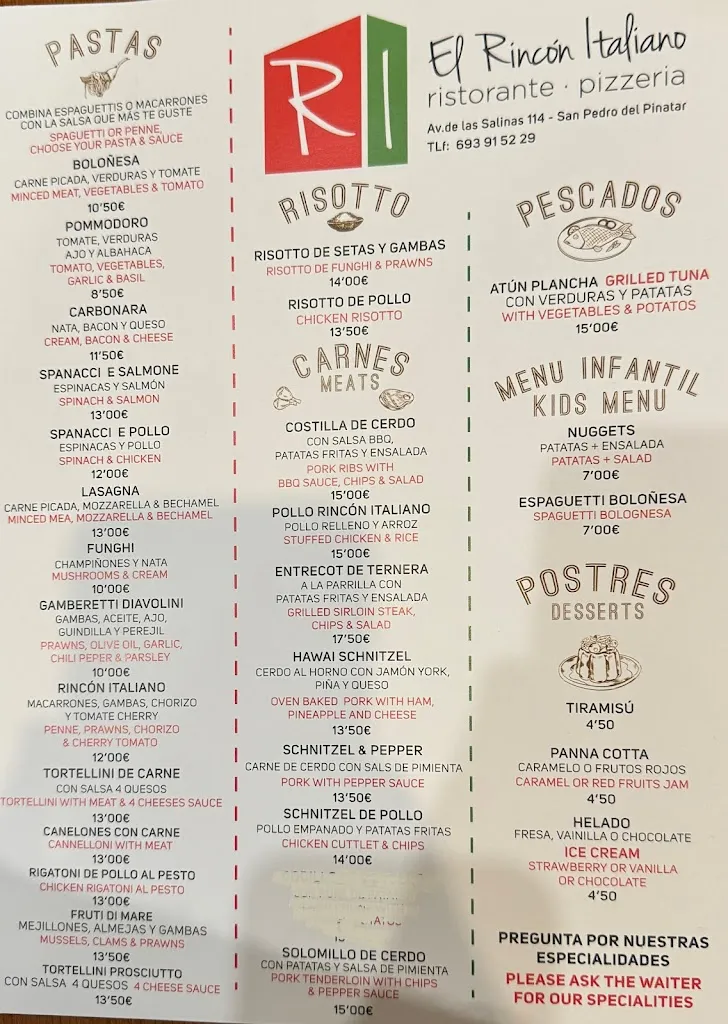 Menu_El Rincón Italiano_Lo Pagán_image_1