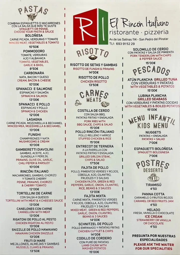 Menu_El Rincón Italiano_Lo Pagán_image_3