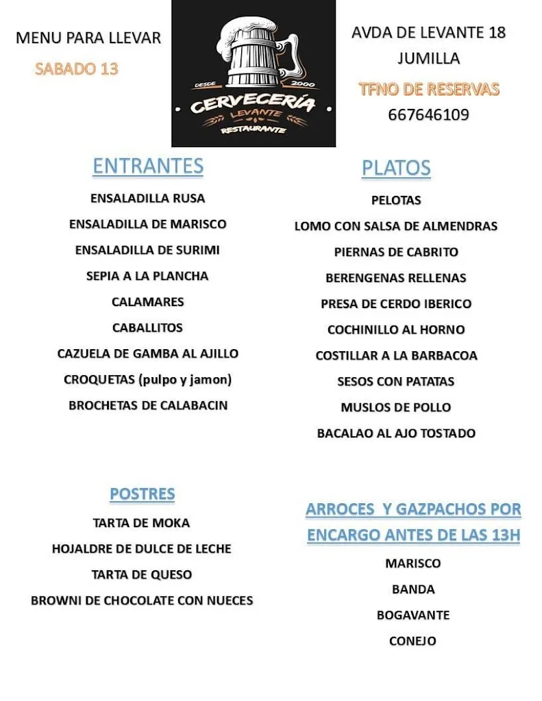 Menu_Restaurante Cervecería Levante Jumilla_Jumilla_image_2