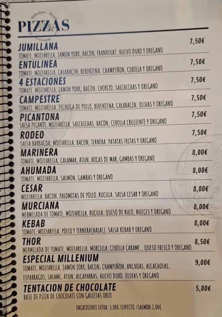 Menu_Pizzeria Millenium_Jumilla_image_3
