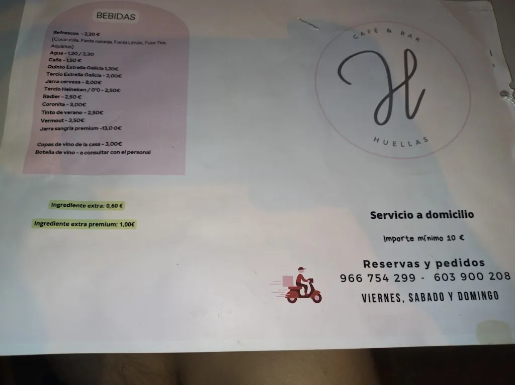 Menu_Bar restaurante HUELLAS_Redován_immagine_3