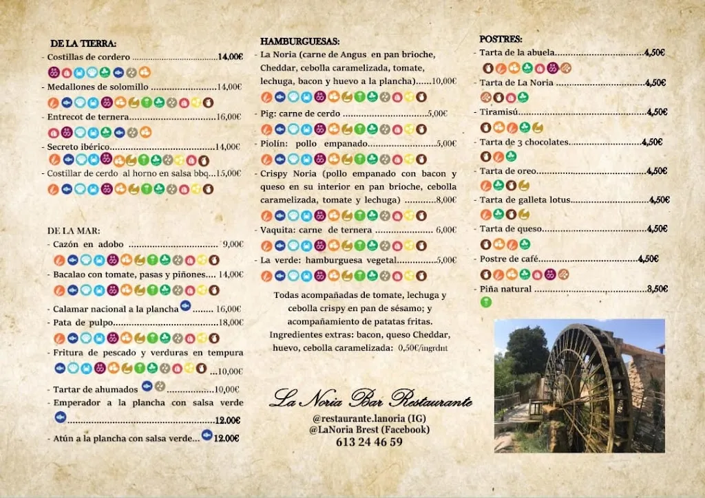 Menu_La Noria Bar Restaurante_Puerto Lumbreras_image_1