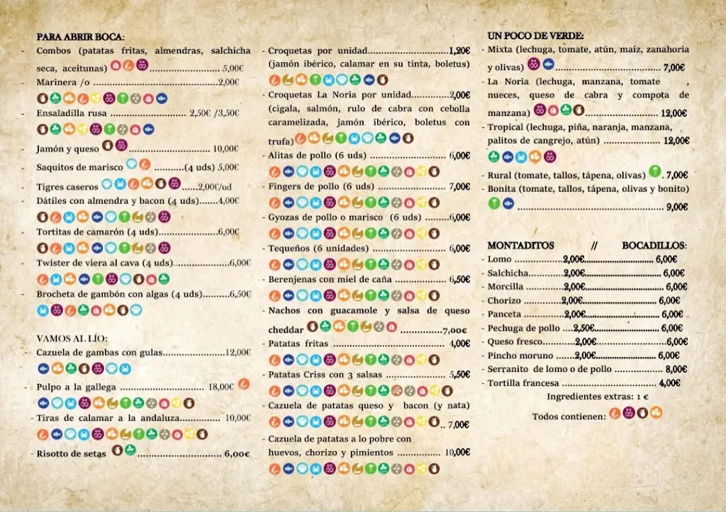 Menu_La Noria Bar Restaurante_Puerto Lumbreras_image_2