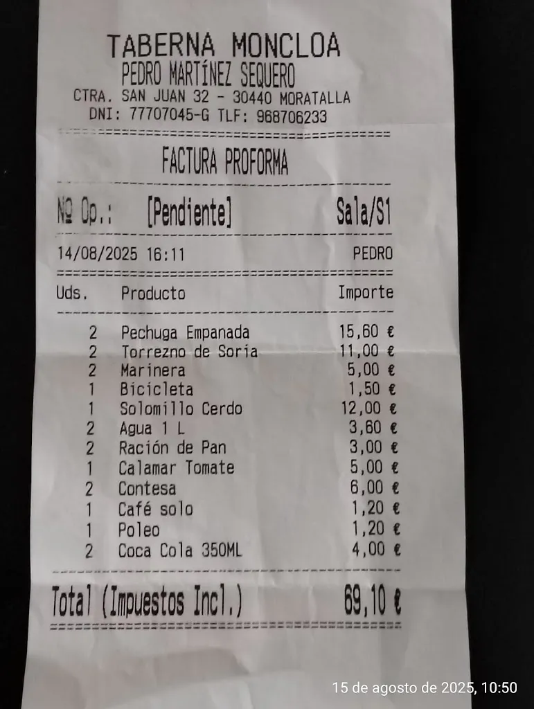 juan moreno _Taberna Moncloa_Moratalla_review