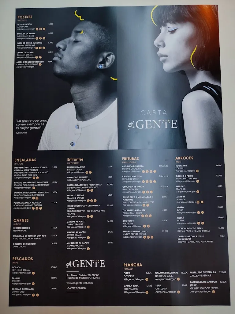 Menu_La Gente Restaurante_Mazarrón_immagine_1