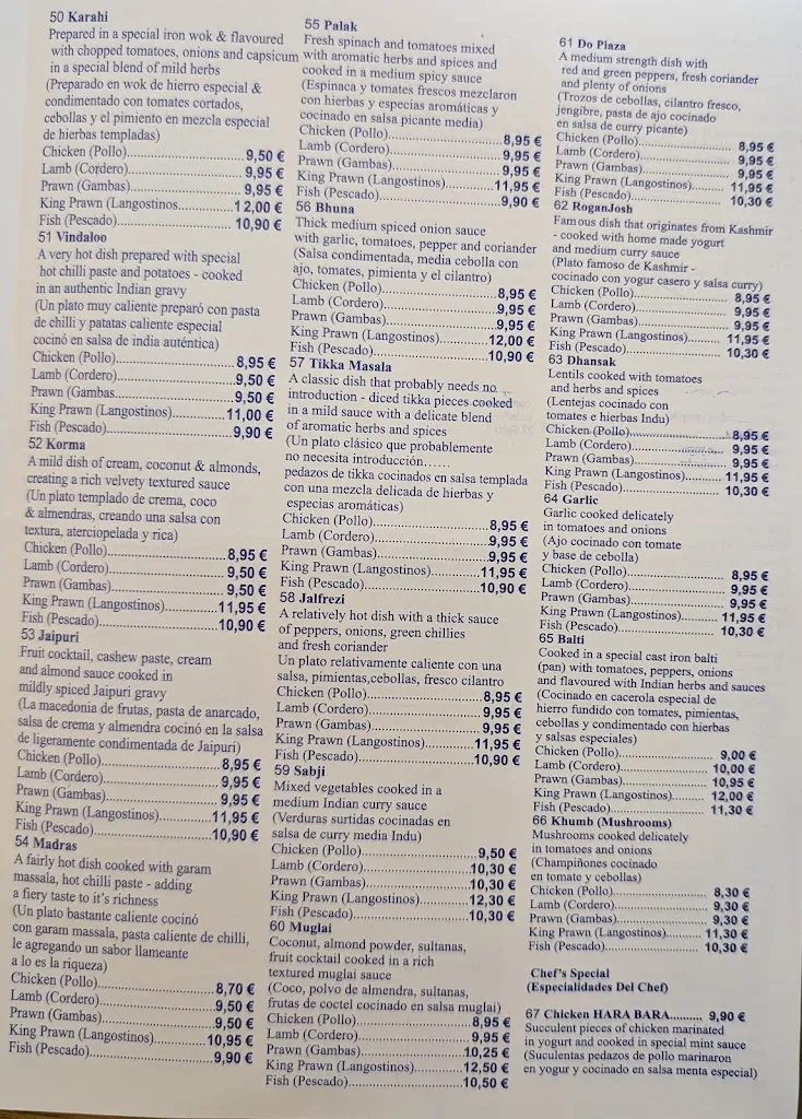 Menu_Sartaj Indian Restaurant_Mazarrón_image_1