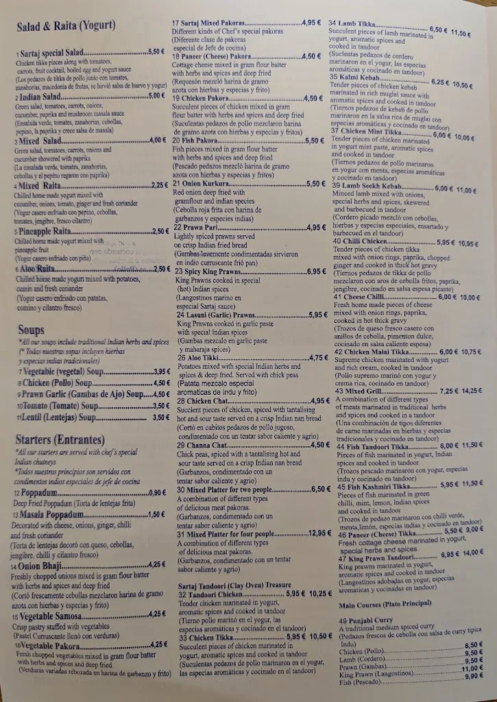 Menu_Sartaj Indian Restaurant_Mazarrón_image_2