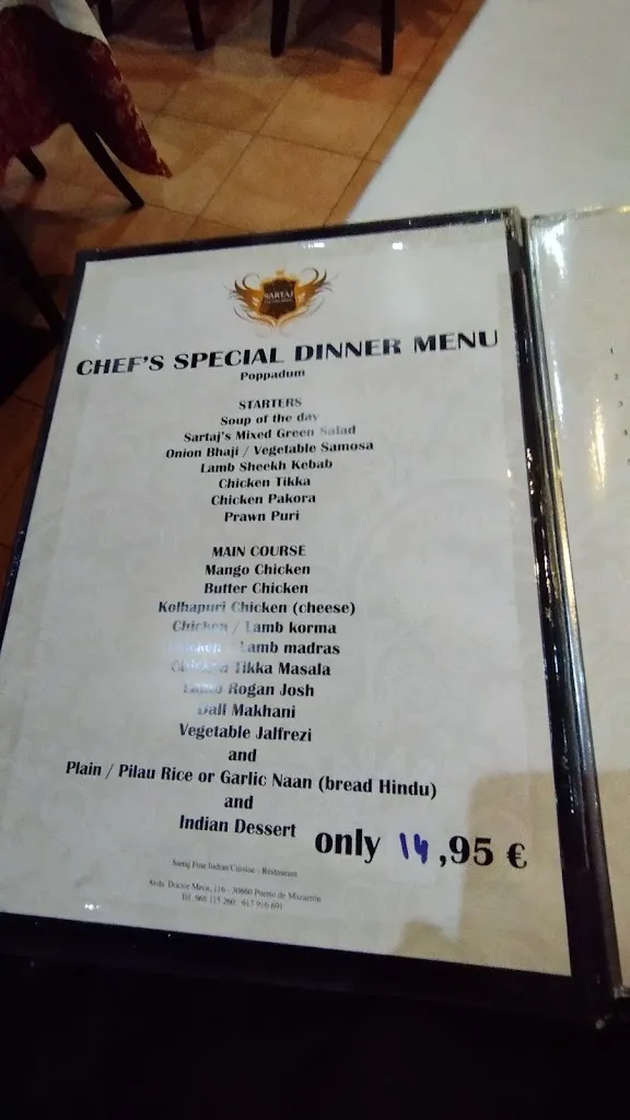 Menu_Sartaj Indian Restaurant_Mazarrón_image_4