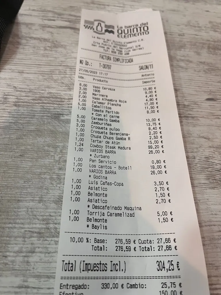 Menu_Bar restaurante La Barra del quinto Elemento_Murcia_image_3