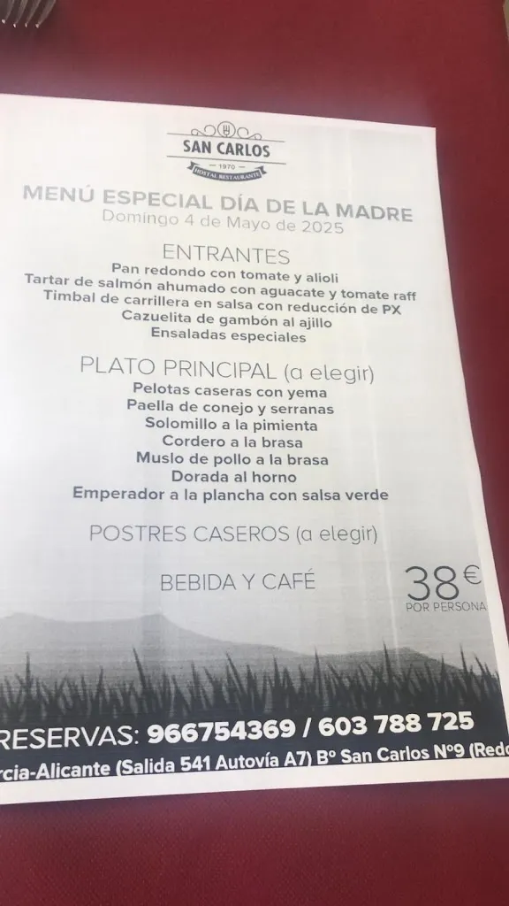 Menu_Hostal Restaurante San Carlos_Redován_image_1