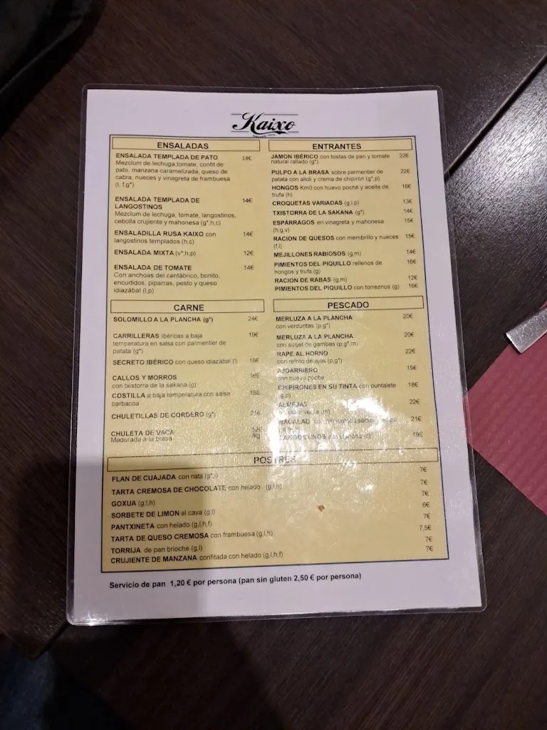 Menu_RESTAURANTE CAFETERÍA KAIXO_Altsasu/Alsasua_image_1