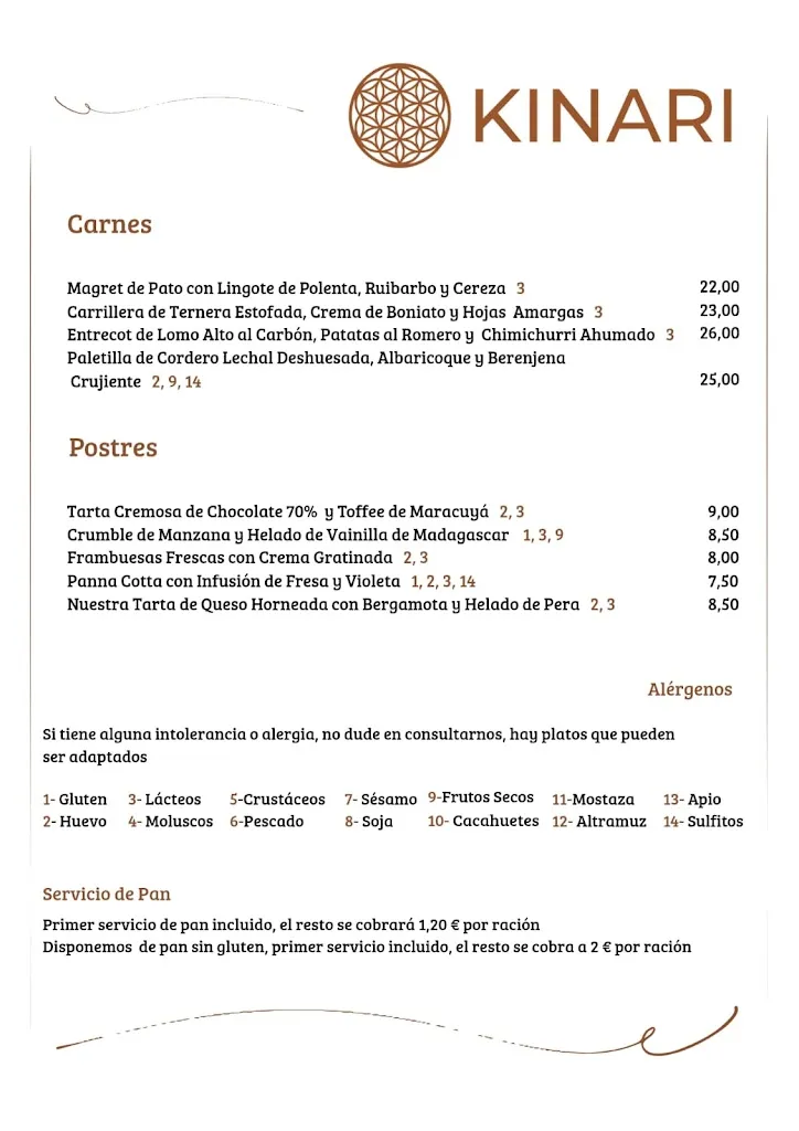 Menu_Kinari Restaurante_Abáigar_image_3