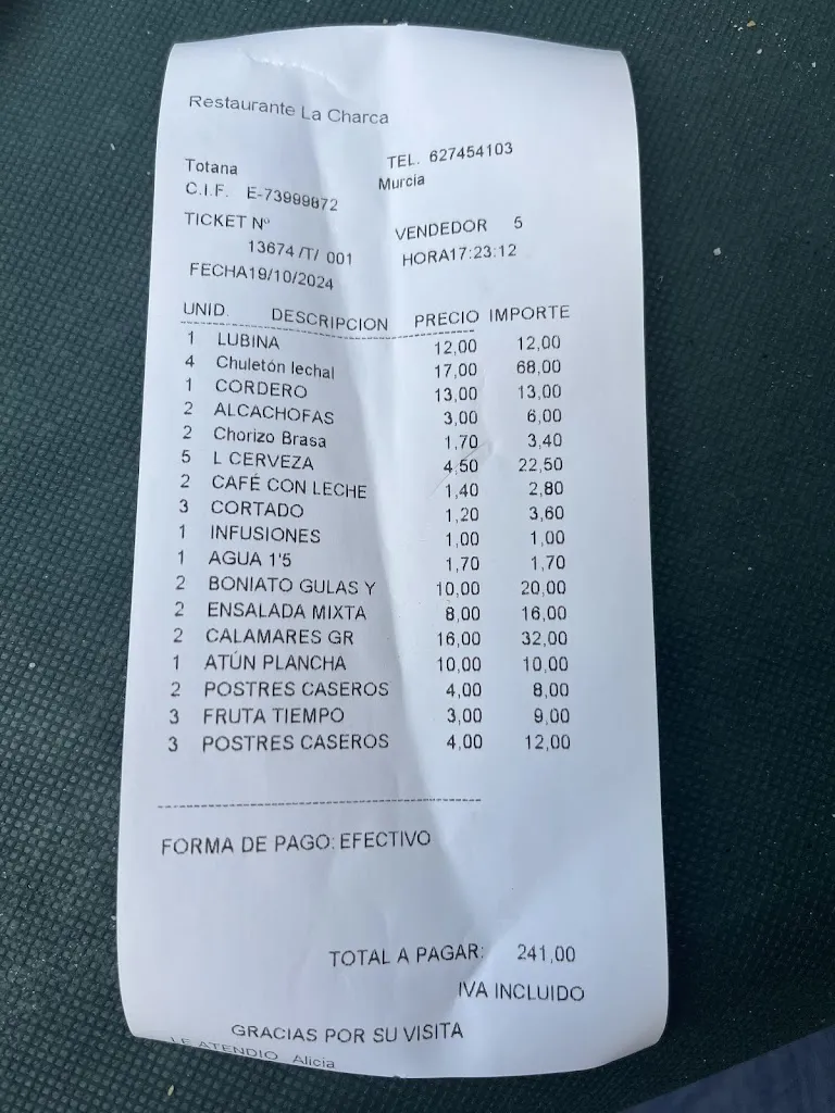 Juan Ángel Carrillo Piñero_Restaurante La Charca_Totana_review