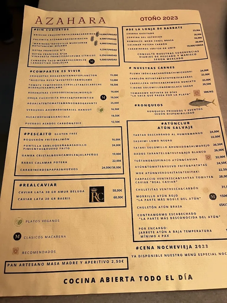 Menu_Restaurante Azahara Madrid_Arano_image_1