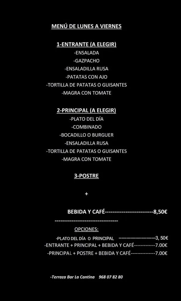 Menu_Bar Terraza -La Cantina-_Torre-Pacheco_image_1