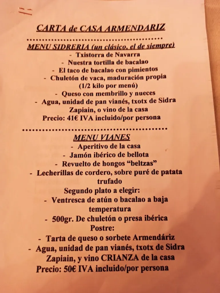 Menu_Restaurante Sidrería Casa Armendáriz_Armañanzas_image_1