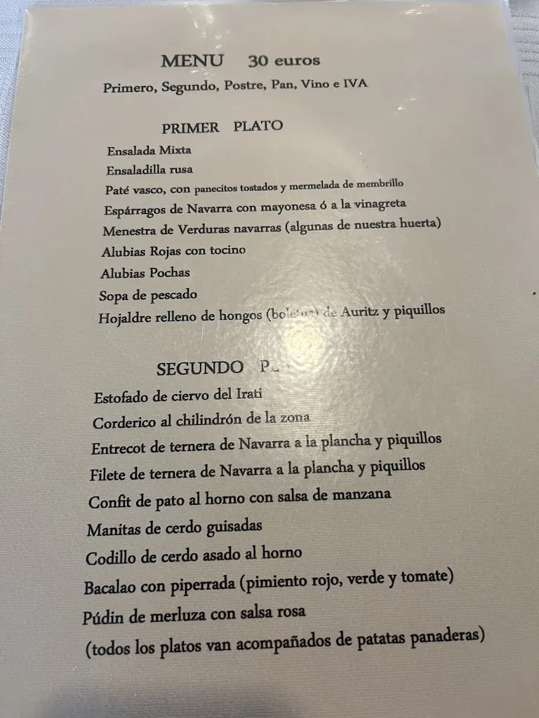 Menu_RESTAURANTE - TXIKI POLIT - CASA RURAL_Auritz/Burguete_image_1