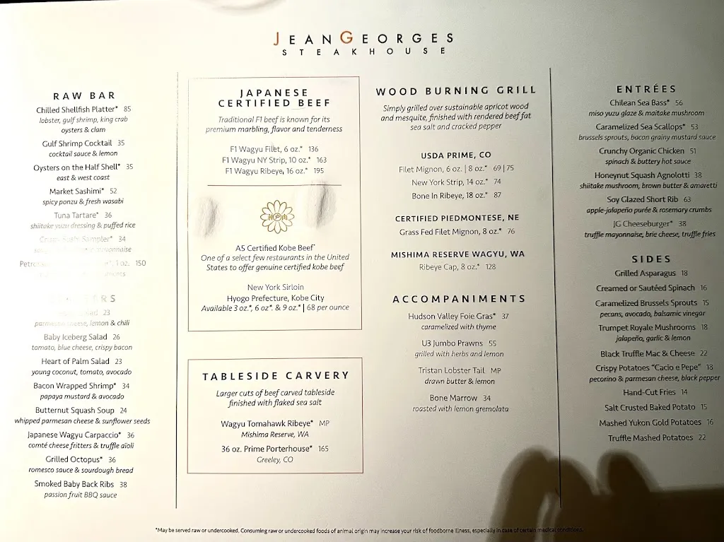 Menu_Jean Georges Steakhouse_Aria_image_1