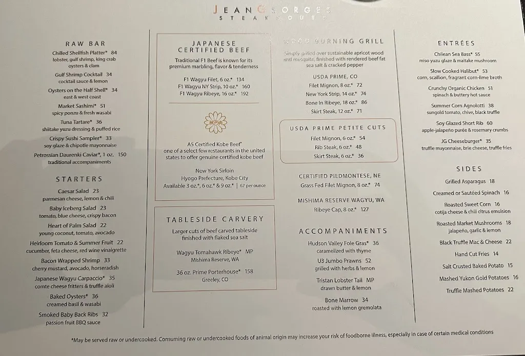 Menu_Jean Georges Steakhouse_Aria_image_2