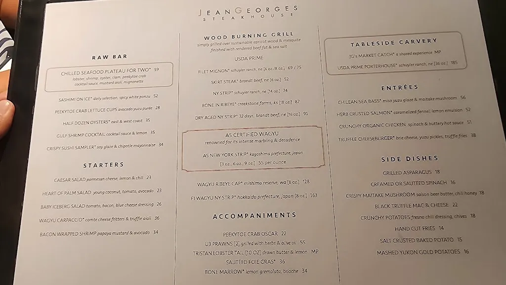 Menu_Jean Georges Steakhouse_Aria_image_4