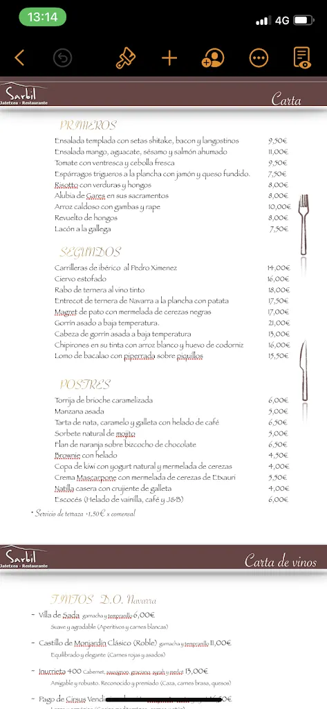 Menu_Restaurante Sarbil_Belascoáin_immagine_2
