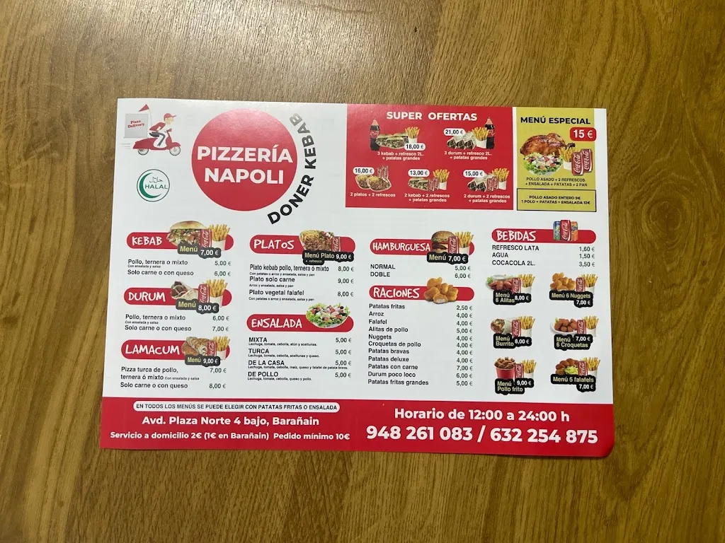 Menu_Pizzería Napoli Doner Kebab_Barañáin_image_1