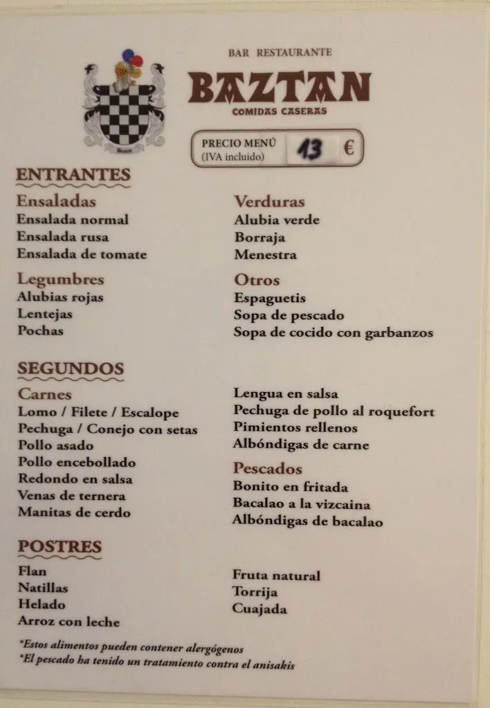 Menu_Bar Restaurante Baztán_Barañáin_image_1