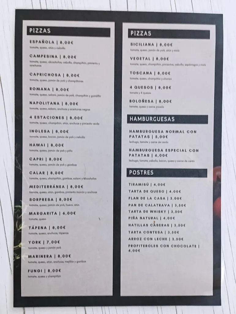 Menu_Restaurante El Calar Pizzeria Arroceria Casi 33 años al servicio_Pilar de la Horadada_image_1