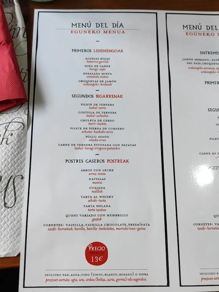 Menu_BAR ASADOR LA BASQUE RESTAURANTE._Etxalar_image_1