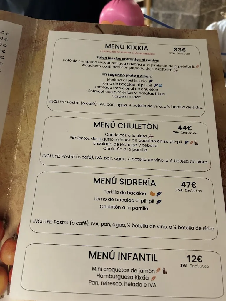 Menu_Asador Sidrería Kixkia_Gallués/Galoze_immagine_4