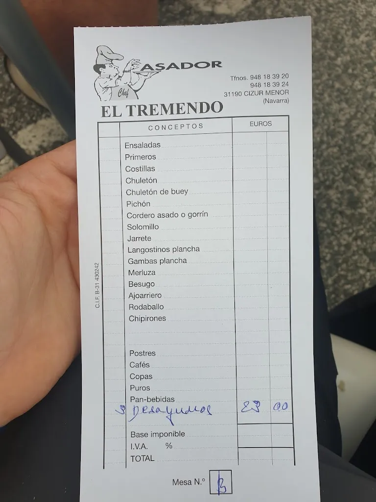 Menu_Asador El Tremendo_Cizur_image_1