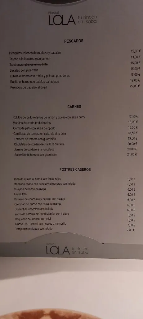 Menu_Hostal Lola - Restaurante_Isaba/Izaba_image_3