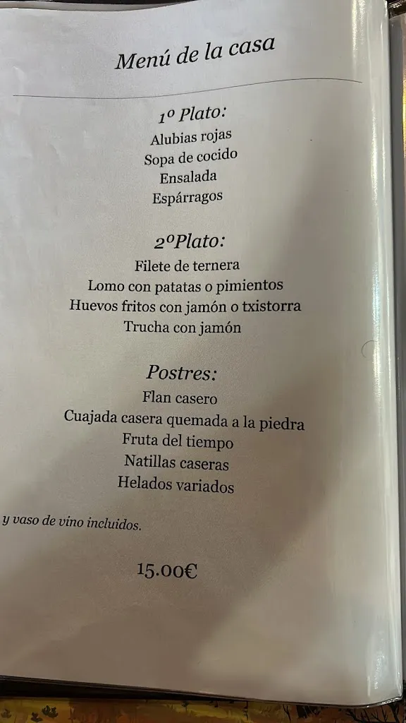 Menu_Restaurante Venta de Juan Pito_Isaba/Izaba_immagine_1